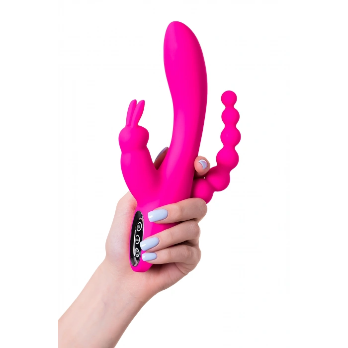 VipMarketim JOS SPANKY Üçlü Vibratör, silikon, pembe, 21 cm