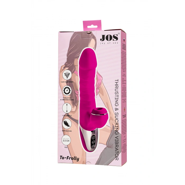 VipMarketim Jos To-frolly Vakum Dalgası Vibratörü, Silikon, Pembe, 21,5 Cm
