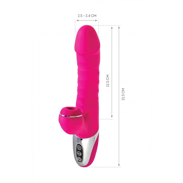 VipMarketim Jos To-frolly Vakum Dalgası Vibratörü, Silikon, Pembe, 21,5 Cm