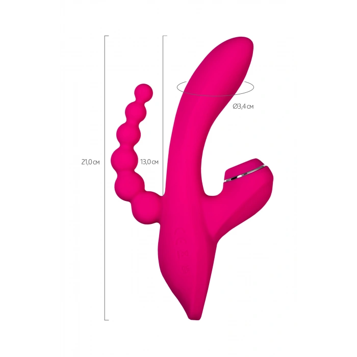 VipMarketim JOS TRIPLING  3ü 1 Arada Vibratör, Silikon, Pembe, 21 cm