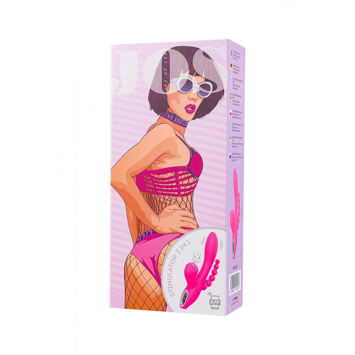 VipMarketim JOS TRIPLING  3ü 1 Arada Vibratör, Silikon, Pembe, 21 cm