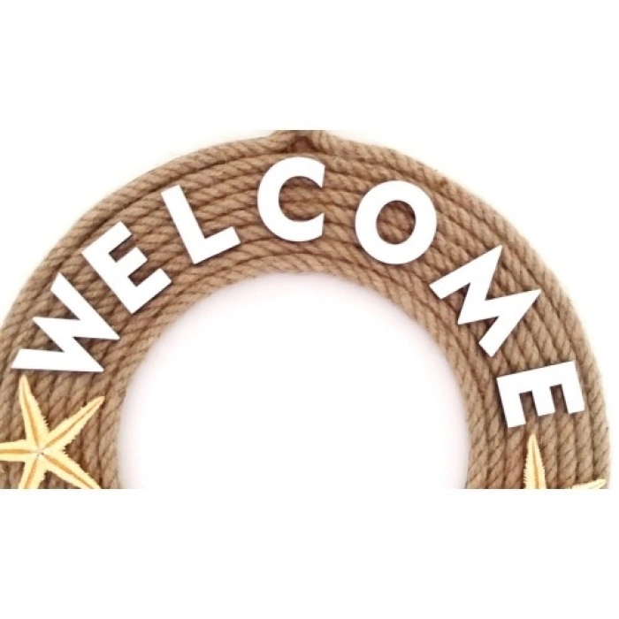 VipMarketim Jüt İpten Deniz Yıldızlı Nazar Boncuklu İncili Deniz Yıldızlı Welcome Yazılı Kapı Süsü
