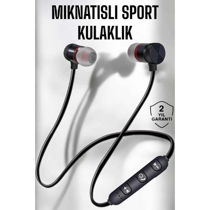 VipMarketim Kablolu Mıknatıslı Sport Kulaklık Bluetooth Bağlantılı