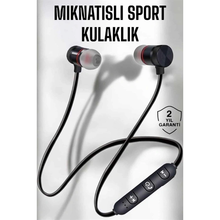 VipMarketim Kablolu Mıknatıslı Sport Kulaklık Bluetooth Bağlantılı