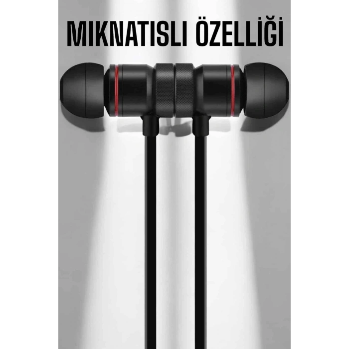 VipMarketim Kablolu Mıknatıslı Sport Kulaklık Bluetooth Bağlantılı