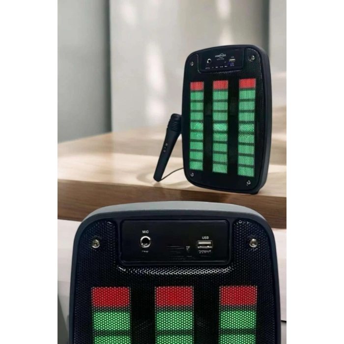 VipMarketim Kablosuz Bluetooth Hoparlör Taşınabilir 6.5 inç LED Işık Kareoke