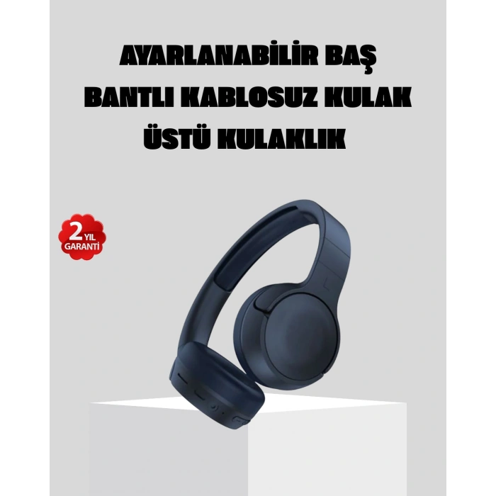 VipMarketim Kablosuz Bluetooth Kulaklık 5.0 18 Saat Kullanım Dinamik Sürücü Siyah