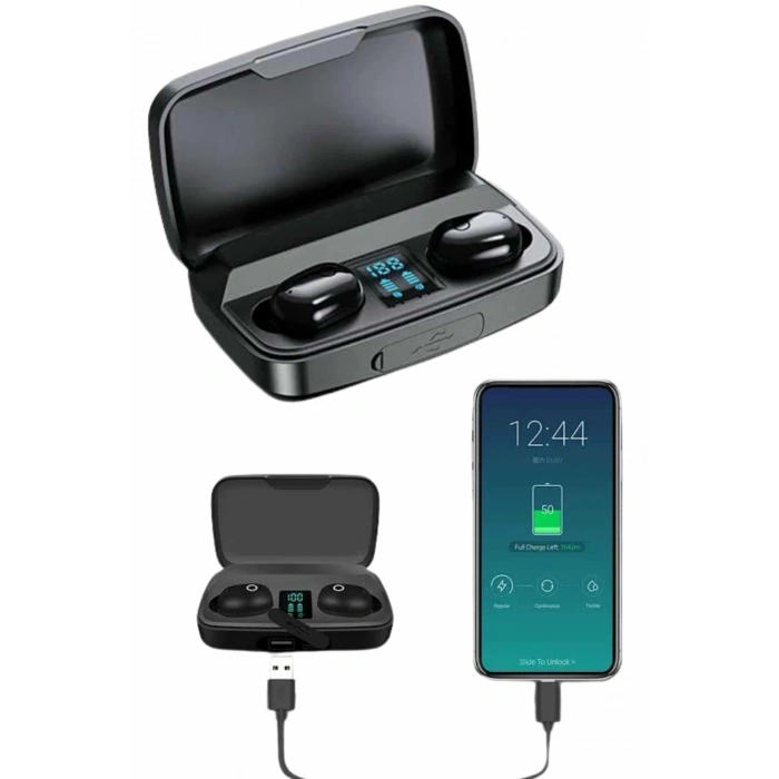 VipMarketim Kablosuz Dijital Göstergeli Çağrı Cevaplayabilen TWS 5.0 Bluetooth Kulaklık