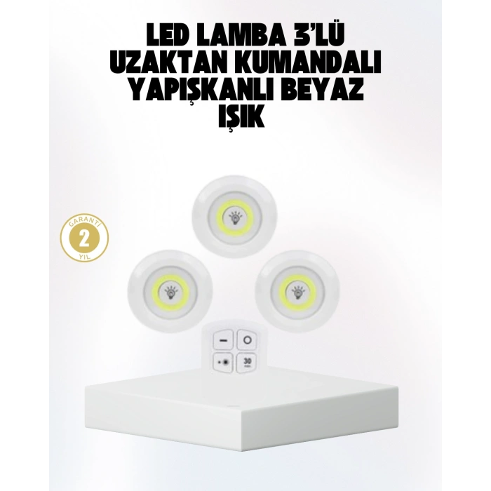 VipMarketim Kablosuz Gün Işığı 3’lü LED Spot Lamba Kumandalı