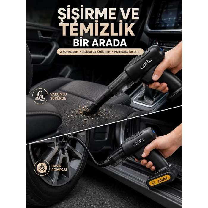 VipMarketim Kablosuz Hava Pompası ve Vakumlu El Süpürgesi