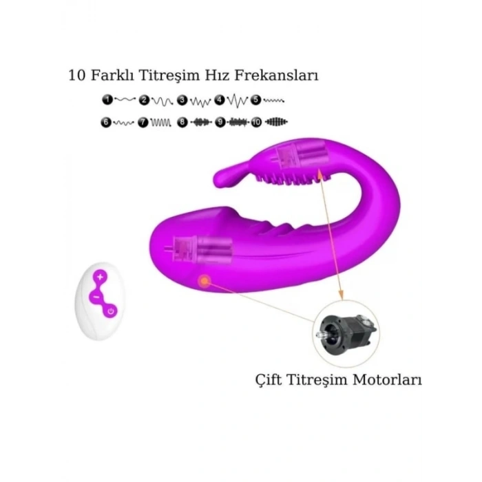 VipMarketim Kablosuz Kumandalı Şarjlı 2 in 1 Giyilebilir Rabbit Mini Vibratör
