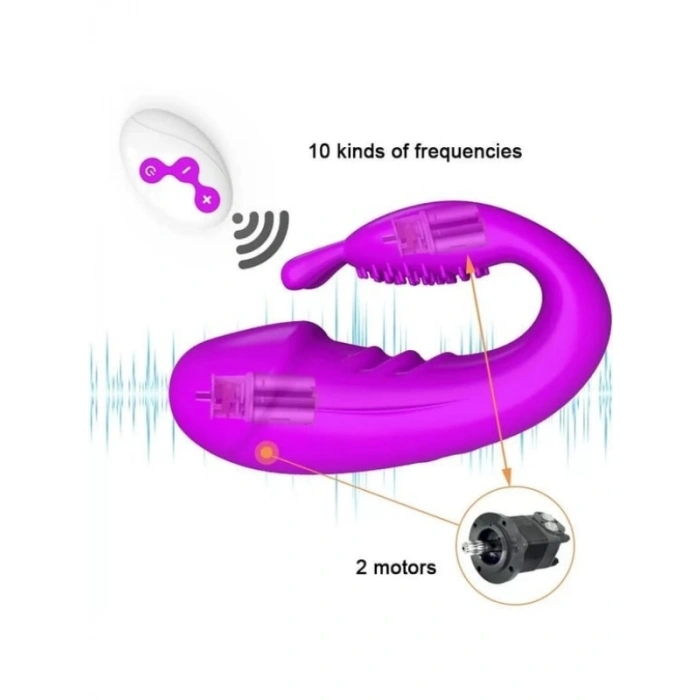 VipMarketim Kablosuz Kumandalı Şarjlı 2 in 1 Giyilebilir Rabbit Mini Vibratör