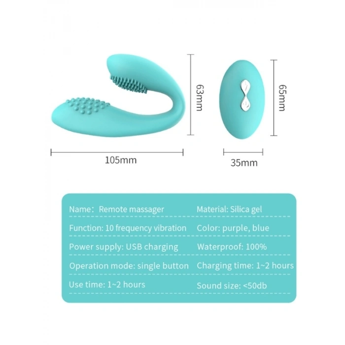 VipMarketim Kablosuz Kumandalı Tırtıklı Klitoris ve G-Spot Uyarıcı 2 in 1 Çift C Vibratör