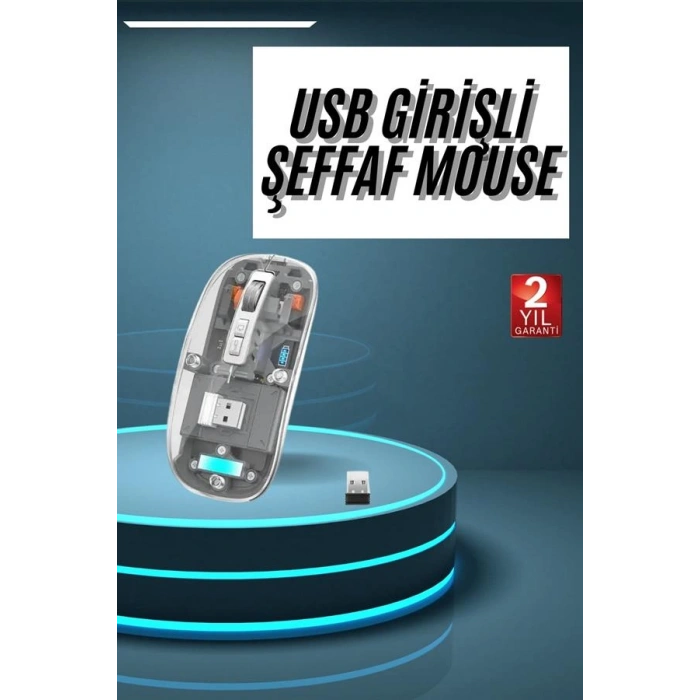 VipMarketim Kablosuz Mouse Fare Şarjlı Bluetooth Wireless Çift Modlu Sessiz