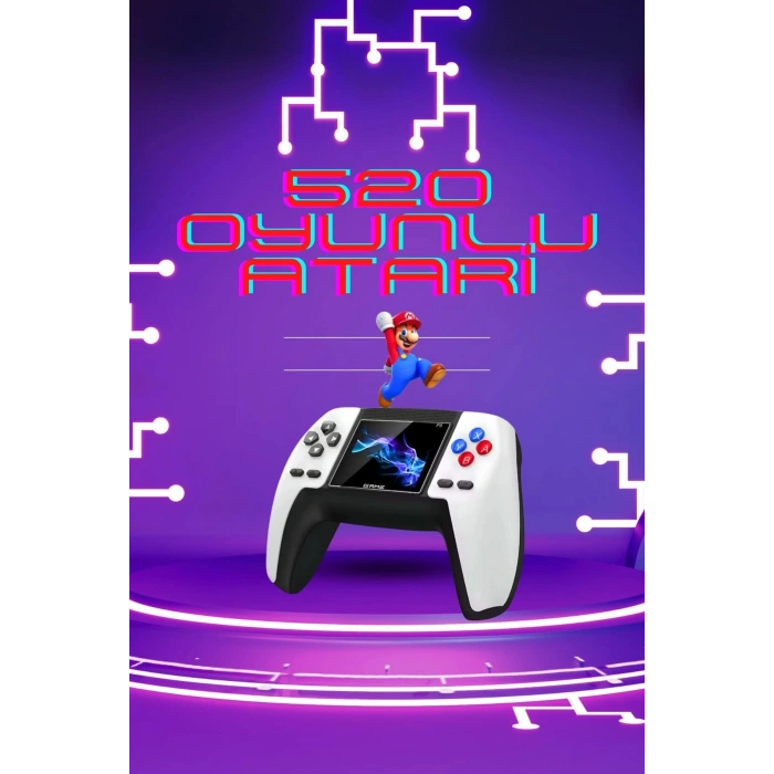 VipMarketim Kablosuz Oyun Konsolu Atari Game Stick Retro Konsol 520 Oyunlu