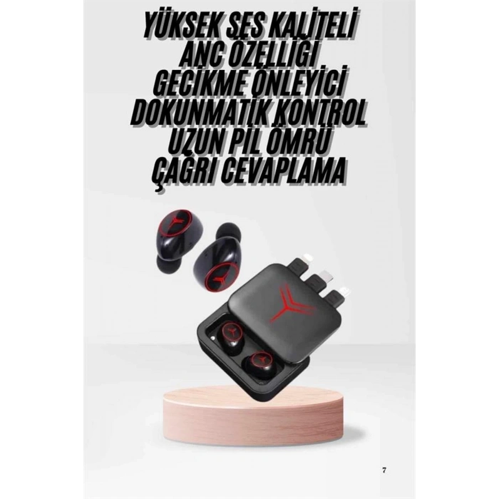 VipMarketim Kablosuz Şarj Göstergeli Powerbank Özellikli Bluetooth Kulaklık Çağrı Cevaplayabilen