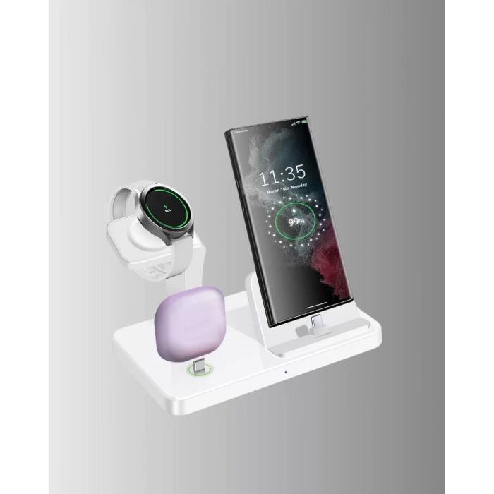 VipMarketim Kablosuz Şarj İstasyonu 4’ü 1 Arada iPhone Watch ve AirPods Uyumlu