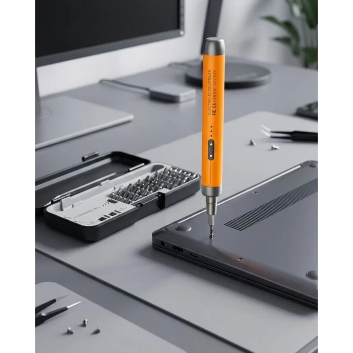 VipMarketim Kablosuz Şarjlı Elektrikli Tornavida Seti 38 Uçlu Type C Li Pil Hassas Tamir Seti