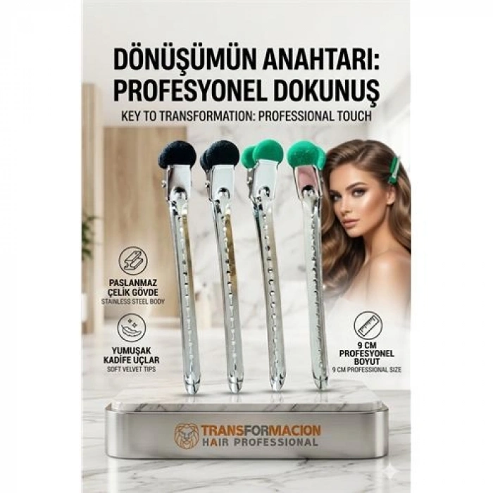 VipMarketim Kadife Uçlu Paslanmaz Çelik Profesyonel Saç Ayırma Pens Toka 723022