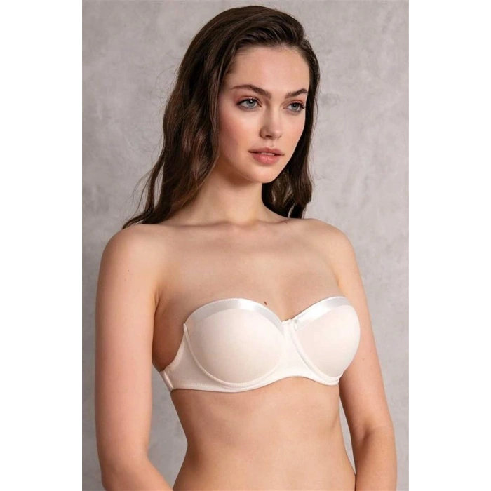 Vipmarketim Kadın Balenli Destekli Dolgulu Askısız Straplez Sırtı Şeffaf Sırt Dekoltesi Sütyeni ( ) (kod:3616)