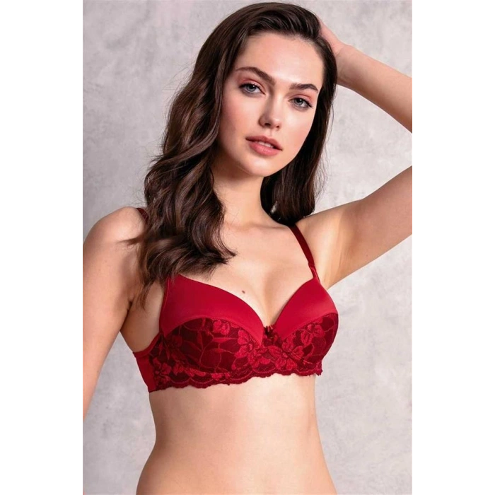 Vipmarketim Kadın Balenli Destekli Dolgulu Günlük Klasik Dantelli T-shirt Sütyeni ( ) (kod:3233)