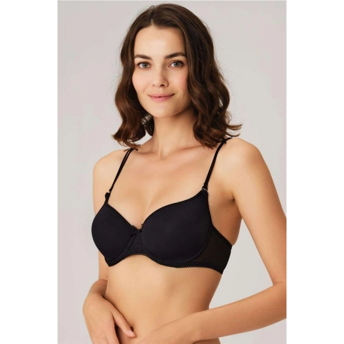 VipMarketim Kadın Balenli Desteksiz Dolgusuz Askıları Çıkabilen Yumuşak Süngerli Günlük Klasik T-shirt Sütyeni (3106)