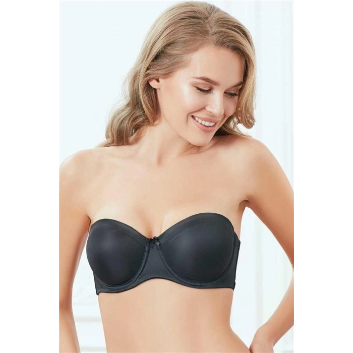 VipMarketim Kadın Balenli Desteksiz Dolgusuz Toparlayıcı Askısız Straplez Günlük Klasik Küçültücü Sütyen ( ) (Kod:3591)