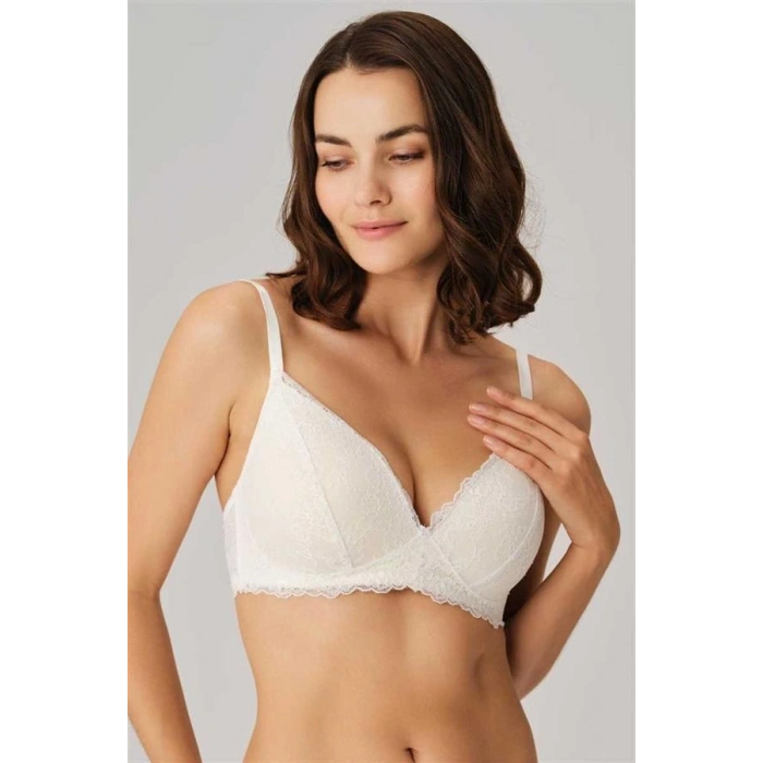 VipMarketim Kadın Balensiz Desteksiz Dolgusuz Toparlayıcı Dantelli Küçültücü Sütyen ( ) (Kod:3770)