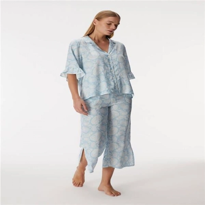 VipMarketim Kadın Kısa Kol Gömlek Ve Pantolon Takım (Kod:11353)