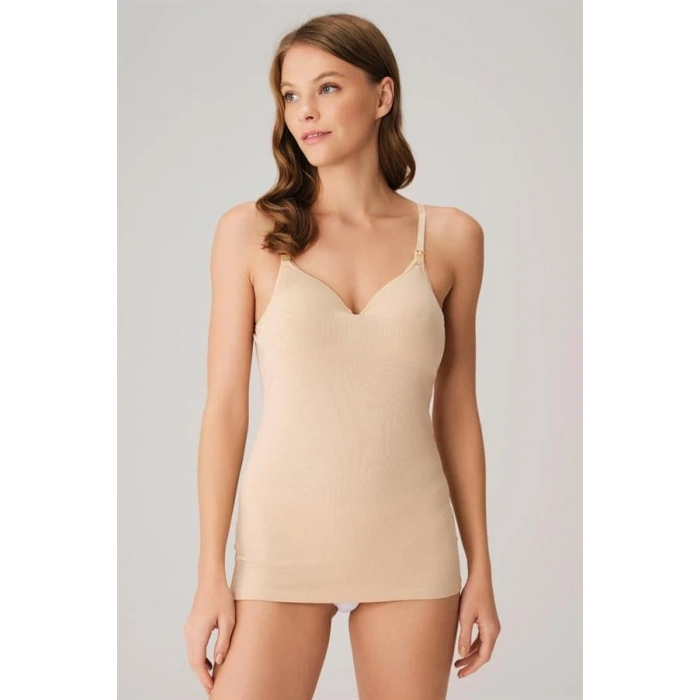 VipMarketim Kadın Modal Pamuklu Lohusa Önden Açılan Süngerli Cuplu Emzirme Atleti (8557)