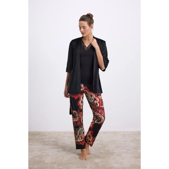 VipMarketim Kadın Sabahlık, Atlet Ve pantolon Takım ( 11546 )