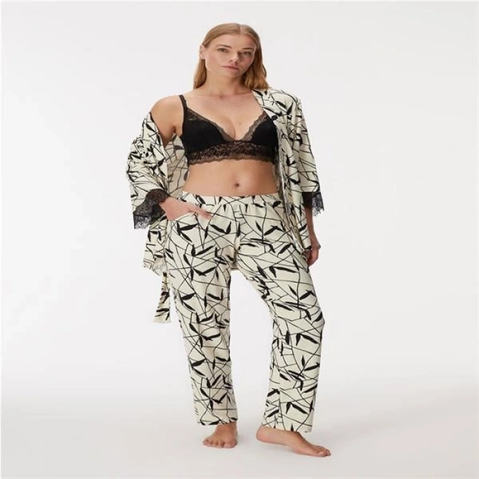 VipMarketim Kadın Sabahlık, Bralet Ve Pantolon Takım (Kod:11496)