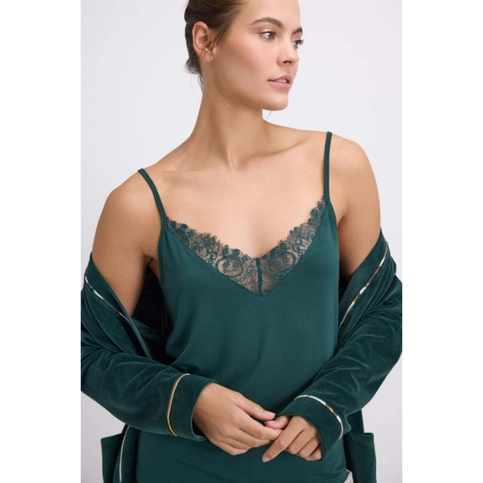 VipMarketim Kadın Saten Sabahlık, Atlet Ve Pantolon Takım ( 11554 )