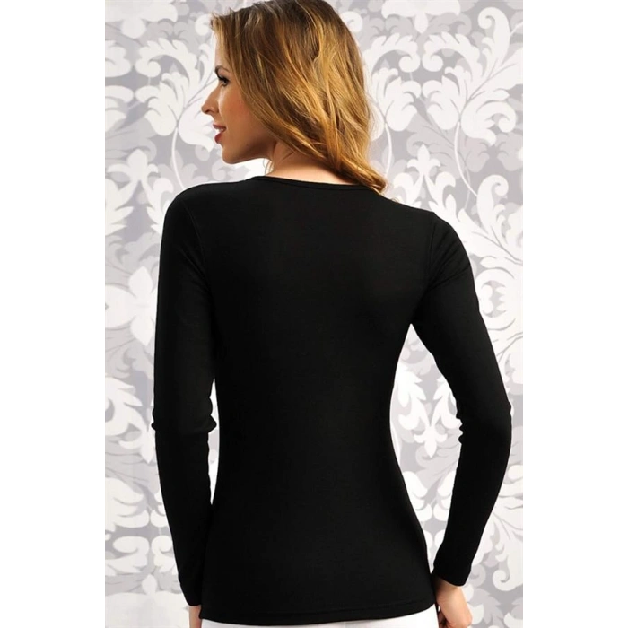 VipMarketim Kadın Termal Uzun Kol Geniş Yaka İçlik T-shirt (8533)