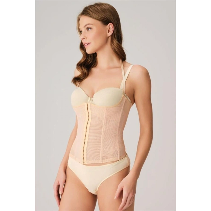 VipMarketim Kadın Toparlayıcı Bel İnceltici Dikişli Büyük Beden Kancalı Çıkabilen Askılı Sıkı Bel Korse (2507)