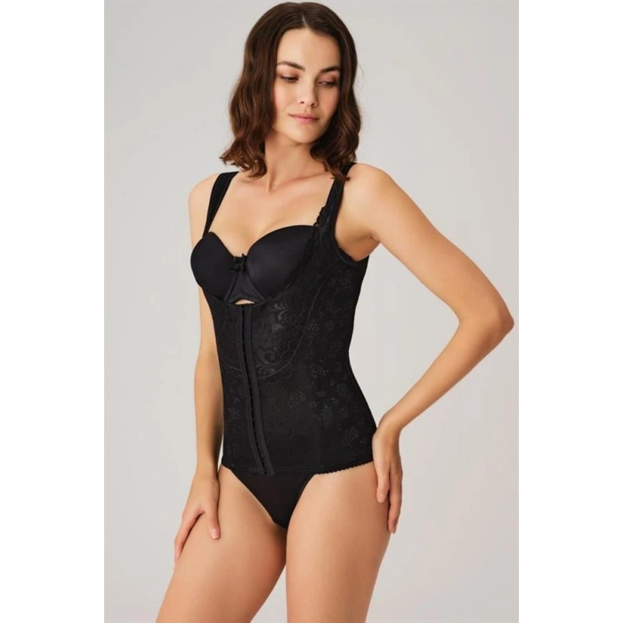 VipMarketim Kadın Toparlayıcı Bel İnceltici Dikişli Büyük Beden Kancalı Geniş Askı Sıkı Yelek Korse (2506)