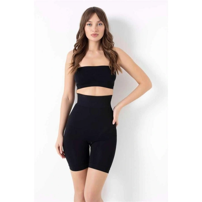 VipMarketim Kadın Toparlayıcı Bel Ve Bacak İnceltici Dikişsiz Yüksek Bel Kısa Paça Şort Korse (2541S)