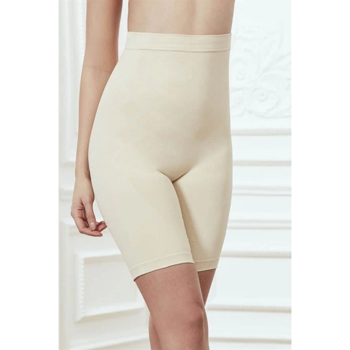 VipMarketim Kadın Toparlayıcı Bel Ve Bacak İnceltici Dikişsiz Yüksek Bel Uzun Paça Şort Korse (2603)