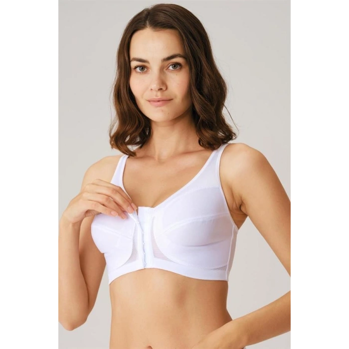 VipMarketim Kadın Toparlayıcı Minimizer Balensiz Desteksiz Dolgusuz Önden Açılan Sırt Destekli Medikal Sütyen (3651) Anıl