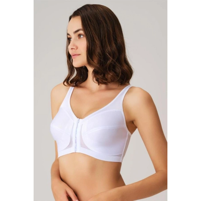 VipMarketim Kadın Toparlayıcı Minimizer Balensiz Desteksiz Dolgusuz Önden Açılan Sırt Destekli Medikal Sütyen (3651) Anıl