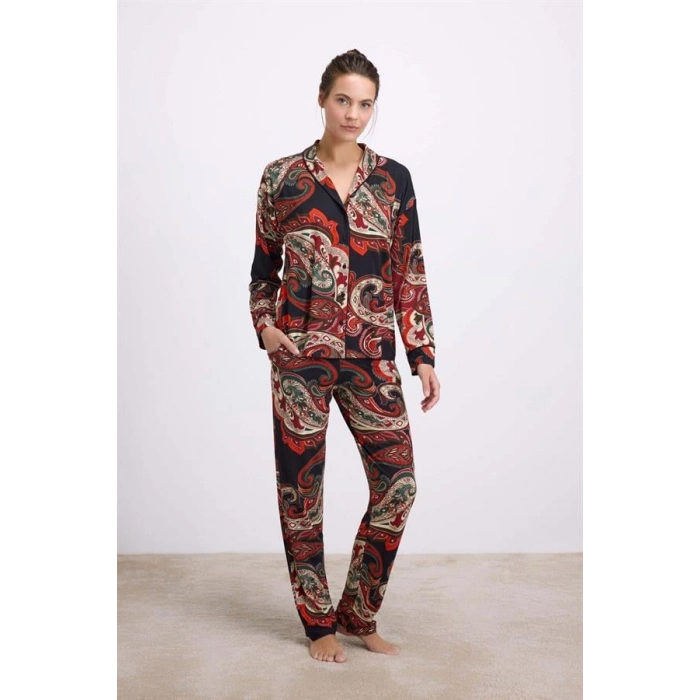 VipMarketim Kadın Uzun Kol Gömlek Ve Pantolon Takım ( 11545 )