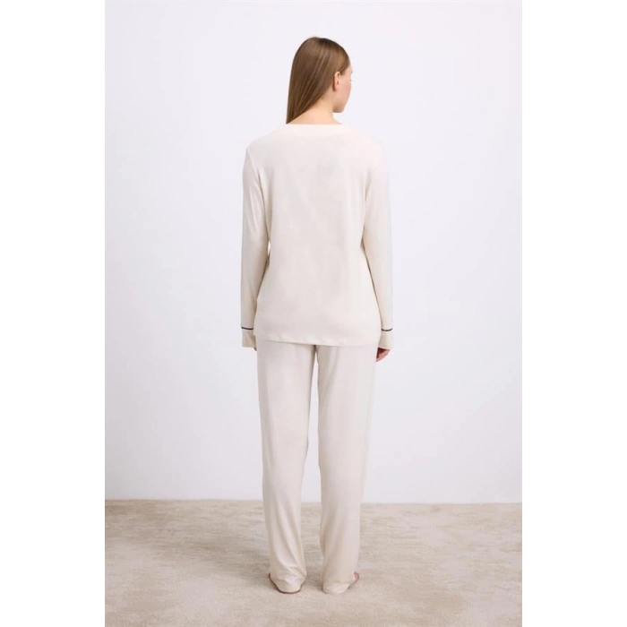 VipMarketim Kadın Uzun Kol Gömlek Ve Pantolon Takım ( 11614 )