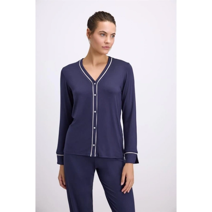 VipMarketim Kadın Uzun Kol Gömlek Ve Pantolon Takım ( 11614 )