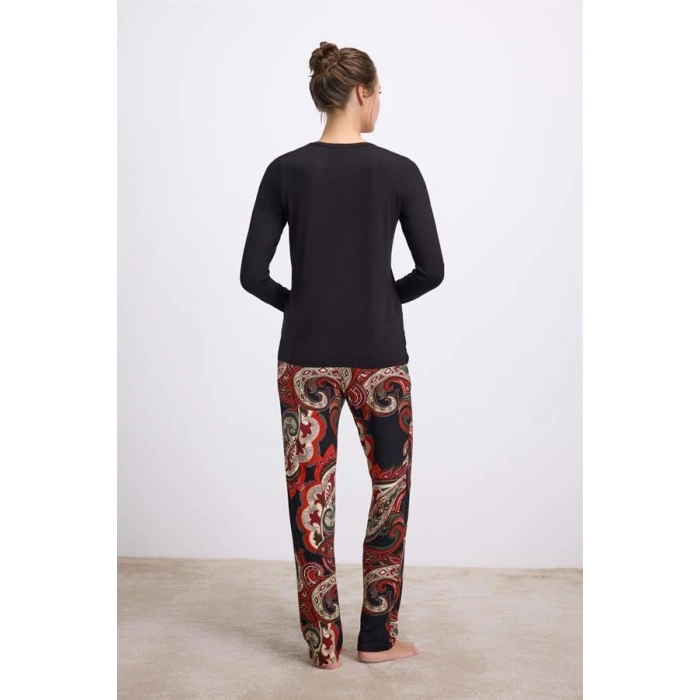 VipMarketim Kadın Uzun Kol T-shirt Ve Pantolon Takım ( 11544 )