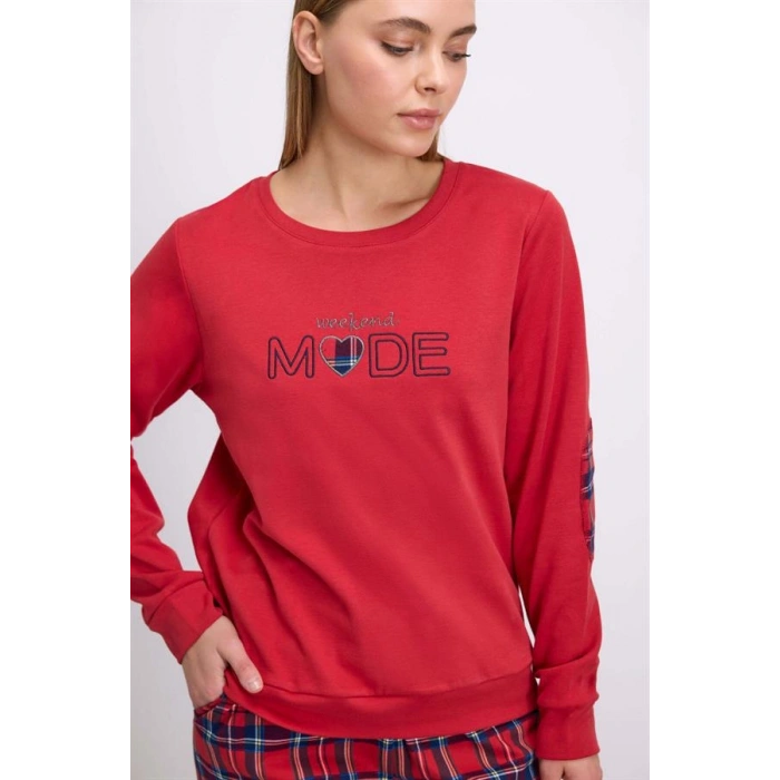 VipMarketim Kadın Uzun Kol T-shirt Ve Pantolon Takım ( 11579 )