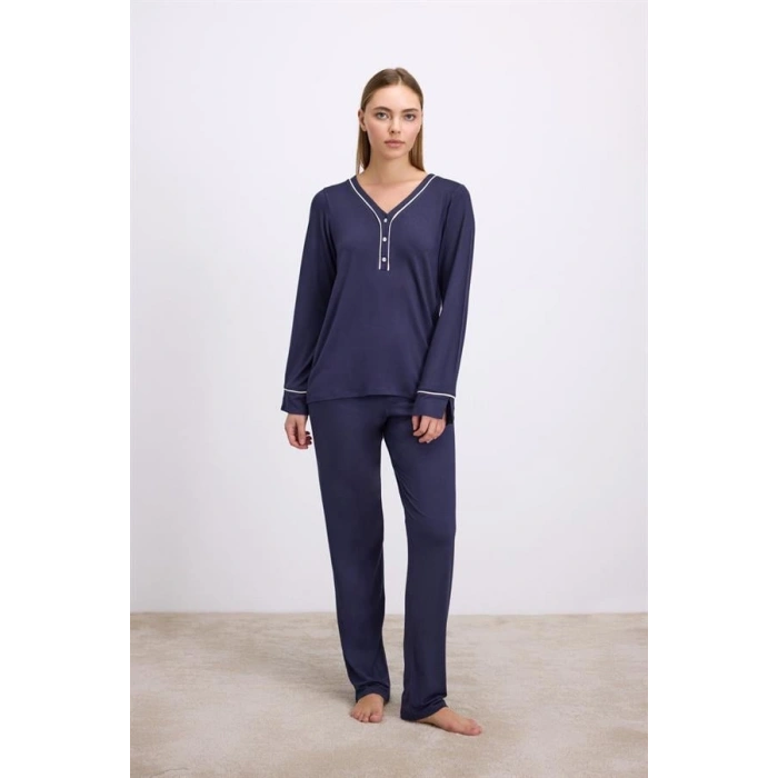 VipMarketim Kadın Uzun Kol T-shirt Ve Pantolon Takım ( 11613 )