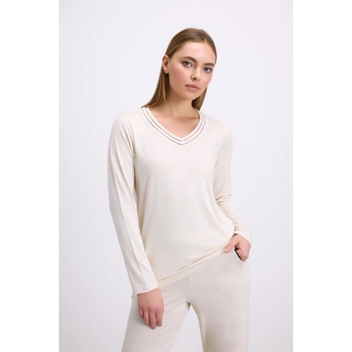 VipMarketim Kadın Uzun Kol T-shirt Ve Pantolon Takım ( 11616 )