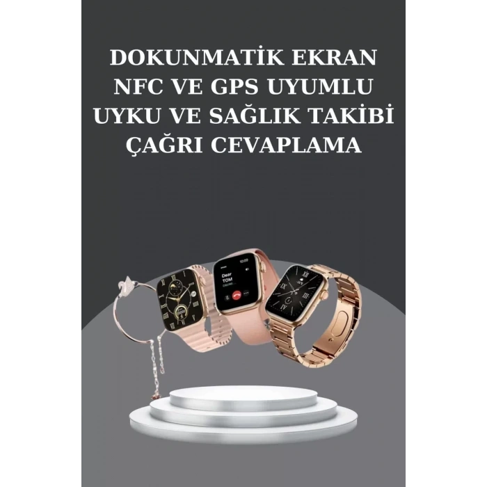 VipMarketim Kadınlara Özel Bileklik Hediyeli Akıllı Saat ve Dijital Göstergeli ANC Özellikli Bluetooth Kulaklık