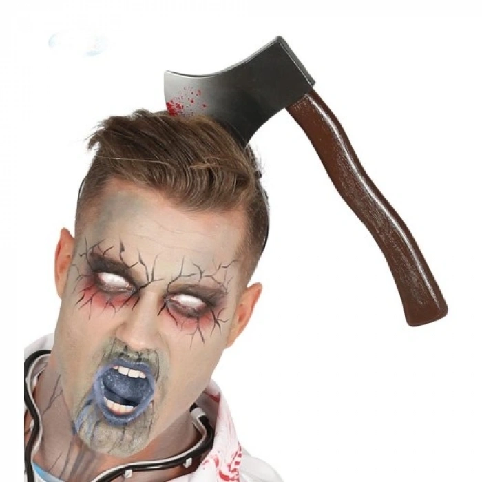 VipMarketim Kafaya Saplanmış Halloween Kanlı Balta Şaka Tacı