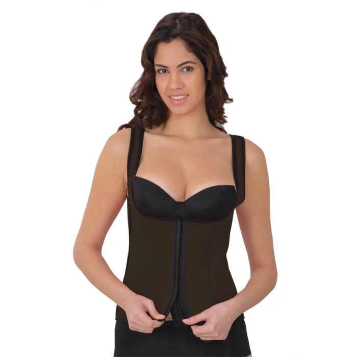 VipMarketim Kahverengi Mi Terletici Agraflı Göğsü Açık Atlet Korse (Kod:9173)